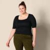 image:imageAmazon Essentials Womens SlimFit Half Sleeve Square Neck Summer TShirtBlack