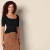 image:imageAmazon Essentials Womens SlimFit Half Sleeve Square Neck Summer TShirtBlack