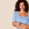 image:imageAmazon Essentials Womens SlimFit Half Sleeve Square Neck Summer TShirtBlue