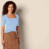 image:imageAmazon Essentials Womens SlimFit Half Sleeve Square Neck Summer TShirtBlue