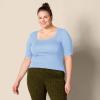 image:imageAmazon Essentials Womens SlimFit Half Sleeve Square Neck Summer TShirtBlue