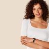 image:imageAmazon Essentials Womens SlimFit Half Sleeve Square Neck Summer TShirtBright White
