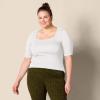 image:imageAmazon Essentials Womens SlimFit Half Sleeve Square Neck Summer TShirtBright White