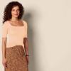 image:imageAmazon Essentials Womens SlimFit Half Sleeve Square Neck Summer TShirtCoral Orange