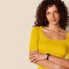 image:imageAmazon Essentials Womens SlimFit Half Sleeve Square Neck Summer TShirtDark Golden Yellow