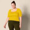 image:imageAmazon Essentials Womens SlimFit Half Sleeve Square Neck Summer TShirtDark Golden Yellow