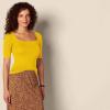 image:imageAmazon Essentials Womens SlimFit Half Sleeve Square Neck Summer TShirtDark Golden Yellow