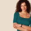 image:imageAmazon Essentials Womens SlimFit Half Sleeve Square Neck Summer TShirtDark Green