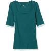 image:imageAmazon Essentials Womens SlimFit Half Sleeve Square Neck Summer TShirtDark Green