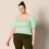 image:imageAmazon Essentials Womens SlimFit Half Sleeve Square Neck Summer TShirtGreen