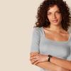 image:imageAmazon Essentials Womens SlimFit Half Sleeve Square Neck Summer TShirtLight Grey Heather