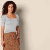 image:imageAmazon Essentials Womens SlimFit Half Sleeve Square Neck Summer TShirtLight Grey Heather