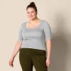 image:imageAmazon Essentials Womens SlimFit Half Sleeve Square Neck Summer TShirtLight Grey Heather