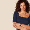image:imageAmazon Essentials Womens SlimFit Half Sleeve Square Neck Summer TShirtNavy
