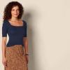 image:imageAmazon Essentials Womens SlimFit Half Sleeve Square Neck Summer TShirtNavy
