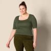 image:imageAmazon Essentials Womens SlimFit Half Sleeve Square Neck Summer TShirtOlive