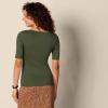 image:imageAmazon Essentials Womens SlimFit Half Sleeve Square Neck Summer TShirtOlive