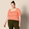 image:imageAmazon Essentials Womens SlimFit Half Sleeve Square Neck Summer TShirtRust Orange
