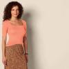 image:imageAmazon Essentials Womens SlimFit Half Sleeve Square Neck Summer TShirtRust Orange