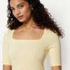 image:imageAmazon Essentials Womens SlimFit Half Sleeve Square Neck TShirtPastel Yellow