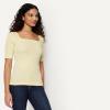 image:imageAmazon Essentials Womens SlimFit Half Sleeve Square Neck TShirtPastel Yellow