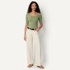 image:imageAmazon Essentials Womens SlimFit Half Sleeve Square Neck TShirtSage Green
