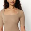 image:imageAmazon Essentials Womens SlimFit Half Sleeve Square Neck TShirtTan