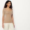 image:imageAmazon Essentials Womens SlimFit Half Sleeve Square Neck TShirtTan