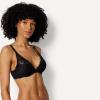 image:imageAmazon Essentials Womens Stretch Galloon Lace Lined Wired Deep Plunge BraBlackWhite