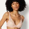 image:imageAmazon Essentials Womens Stretch Galloon Lace Lined Wired Deep Plunge BraBurgundySoft Petal