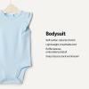 image:imageAmazon Essentials x Sofia Grainge Baby Girls Cotton Ruffle Sleeve Bodysuit with Embroidered Detail Pack of 2Light BlueStripe