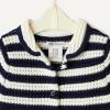 image:imageAmazon Essentials x Sofia Grainge Toddlers and Baby Girls Cotton Short Sleeve Button Front Sweater with Peter Pan CollarIvory Navy Polo Stripe