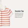 image:imageAmazon Essentials x Sofia Grainge Toddlers and Baby Girls Cotton Short Sleeve Button Front Sweater with Peter Pan CollarIvory Red Uneven Stripe