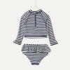 image:imageAmazon Essentials x Sofia Grainge Toddlers and Baby Girls TwoPiece Long Sleeve Rashguard Set MultipacksIvory Navy Even Stripe