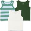 image:imageAmazon Essentials Boys and Toddlers Tank TopsDark OliveWhiteRugby Stripe