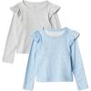 image:imageAmazon Essentials Girls and Toddlers Long Sleeve Ruffle TShirtLight Heather Grey Ditsy Floral