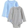 image:imageAmazon Essentials Unisex Babies LongSleeve Cotton Henley Bodysuits Pack of 2Cornflower BlueFrench Stripe