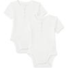 image:imageAmazon Essentials Unisex Babies Short Sleeve Henley Bodysuit Pack of 2White