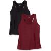 image:imageAmazon Essentials Womens Active Quick Dry Tech Stretch Racerback Scoop Neck Tank Top MultipacksBlackBurgundy Space Dye
