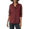 image:imageAmazon Essentials Womens RegularFit LongSleeve Lightweight Plaid Flannel ShirtBlack Red Preppy Check