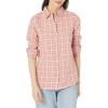 image:imageAmazon Essentials Womens RegularFit LongSleeve Lightweight Plaid Flannel ShirtPeach Windowpane Plaid