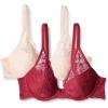 image:imageAmazon Essentials Womens Stretch Galloon Lace Lined Wired Deep Plunge BraBurgundySoft Petal