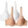 image:imageAmazon Essentials Womens Stretch Galloon Lace Lined Wired Deep Plunge BraWashed BronzeWhite