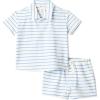 image:imageAmazon Essentials x Sofia Grainge Toddlers and Baby Boys Cotton Pique Short Sleeve Shirt amp Shorts Play SetBlue Uneven Thin Stripe