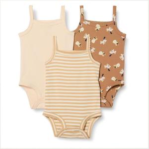 image:imageAmazon Essentials Baby Girls Cotton Sleeveless Bodysuits Baby Clothes Pack of 3Pale PeachStripeLion and Pony
