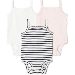 image:imageAmazon Essentials Baby Girls Cotton Sleeveless Bodysuits Baby Clothes Pack of 3Pale PinkWhiteFrench Stripe