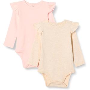 image:imageAmazon Essentials Baby Girls LongSleeved Ruffle BodysuitsOatmeal HeatherPale Pink