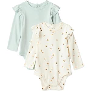image:imageAmazon Essentials Baby Girls LongSleeved Ruffle BodysuitsPale Mint GreenBees