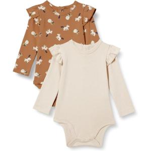 image:imageAmazon Essentials Baby Girls LongSleeved Ruffle BodysuitsPale PeachLion and Pony