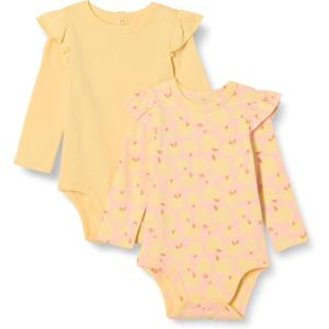 image:imageAmazon Essentials Baby Girls LongSleeved Ruffle BodysuitsPale YellowApples